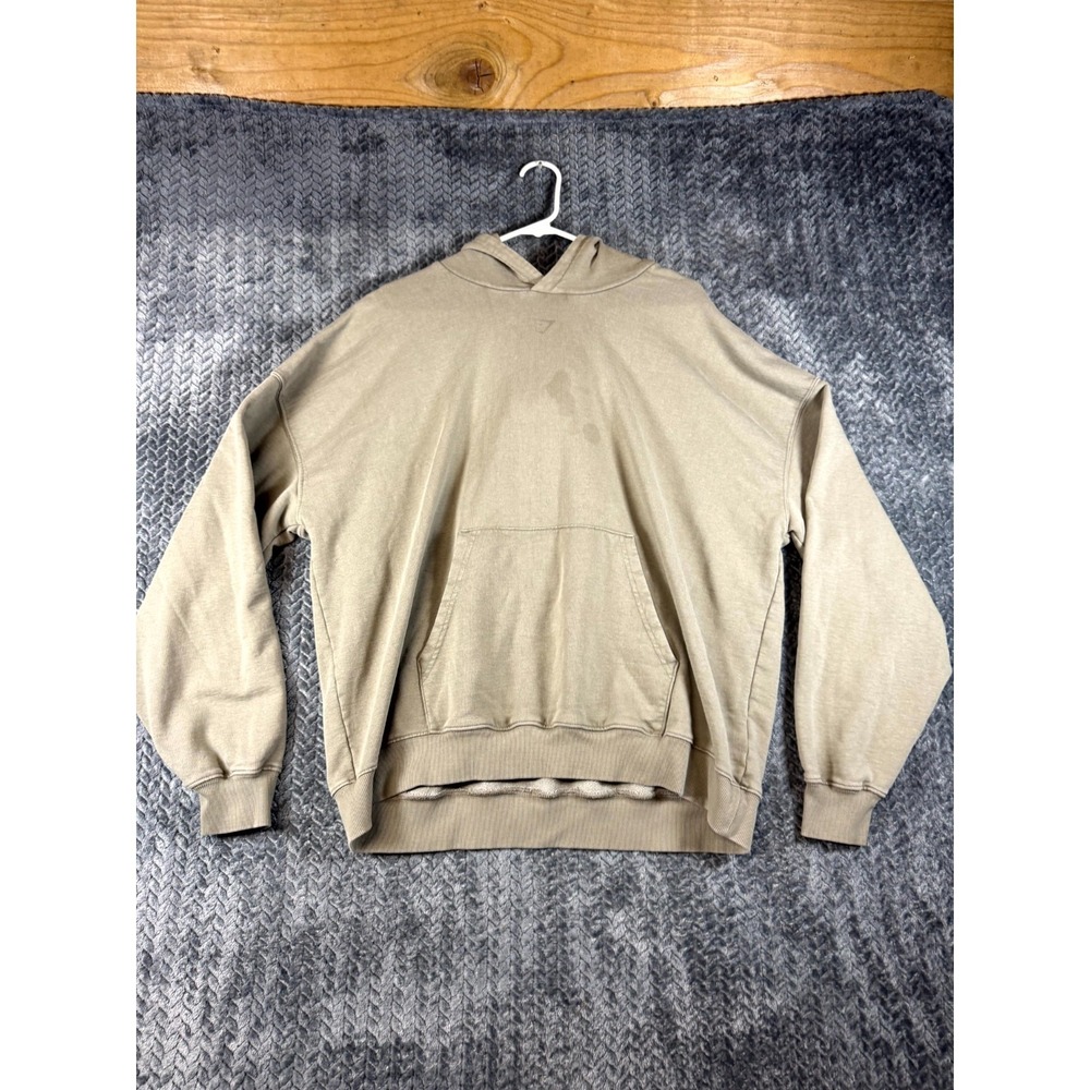 Gymshark GSLC Graphic Hoodie Womens XL Beige Performance Oversized Fit Outdoor